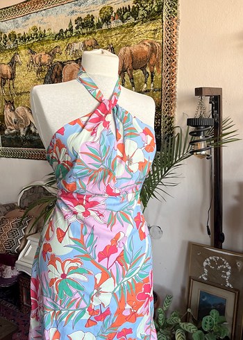 Bohem Mini Straplez Desenli Elbise - Görsel 4