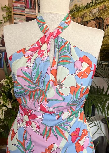 Bohem Mini Straplez Desenli Elbise - Görsel 10