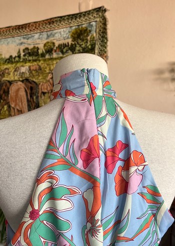 Bohem Mini Straplez Desenli Elbise - Görsel 12