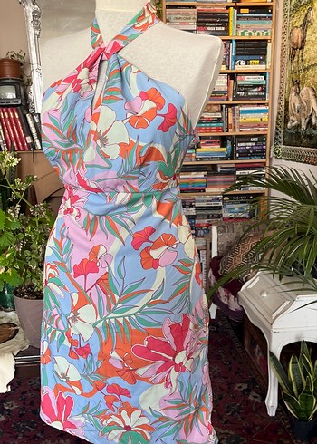 Bohem Mini Straplez Desenli Elbise - Görsel 7