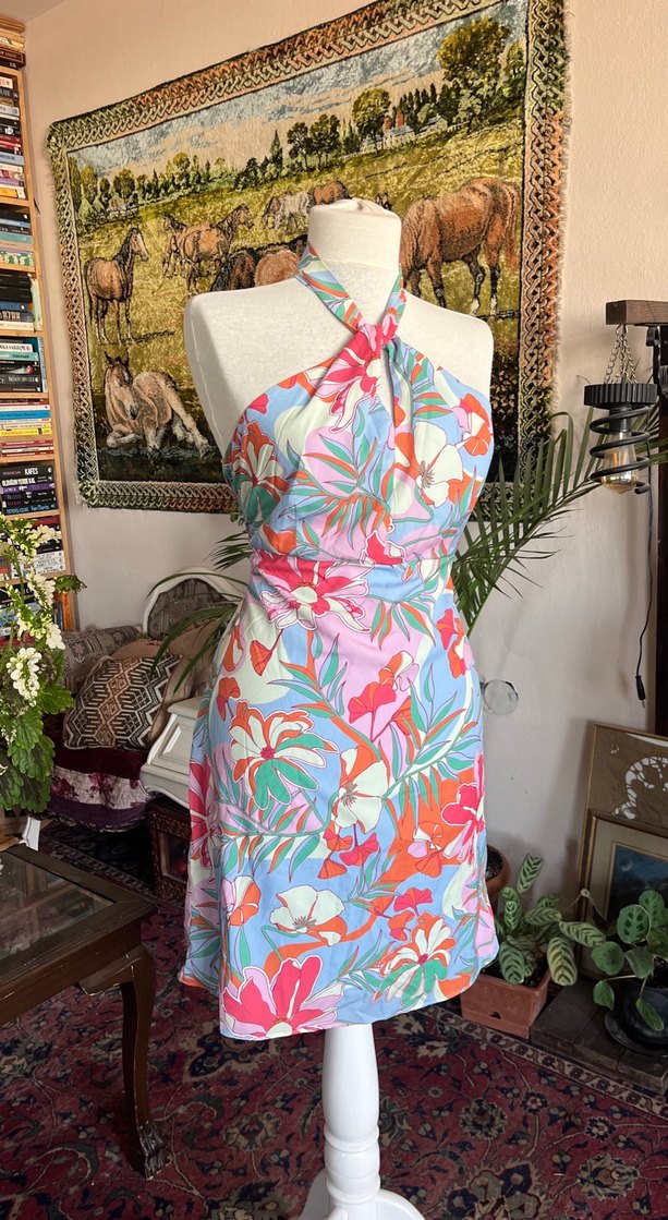 Bohem Mini Straplez Desenli Elbise - Görsel 3