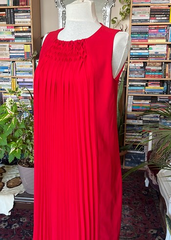 Piliseli Kırmızı Bohem Midi Elbise - Görsel 5