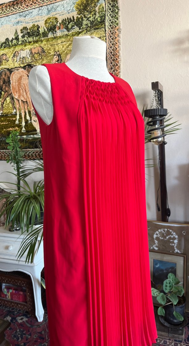 Piliseli Kırmızı Bohem Midi Elbise - Görsel 4