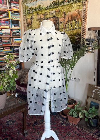 Puantiye Desenli Uzun Bohem Kadın Tunik - Görsel 2