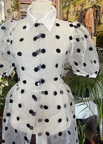 Puantiye Desenli Uzun Bohem Kadın Tunik - Görsel 8