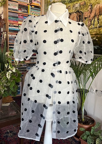 Puantiye Desenli Uzun Bohem Kadın Tunik - Görsel 6