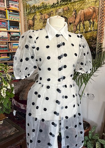 Puantiye Desenli Uzun Bohem Kadın Tunik - Görsel 3