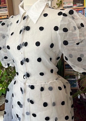 Puantiye Desenli Uzun Bohem Kadın Tunik - Görsel 11