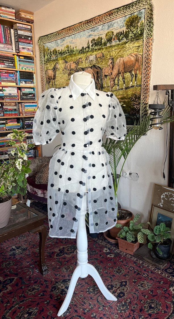 Puantiye Desenli Uzun Bohem Kadın Tunik - Görsel 2