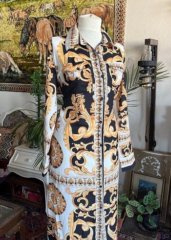 Uzun Desenli Bohem Kadın Elbise - Görsel 4