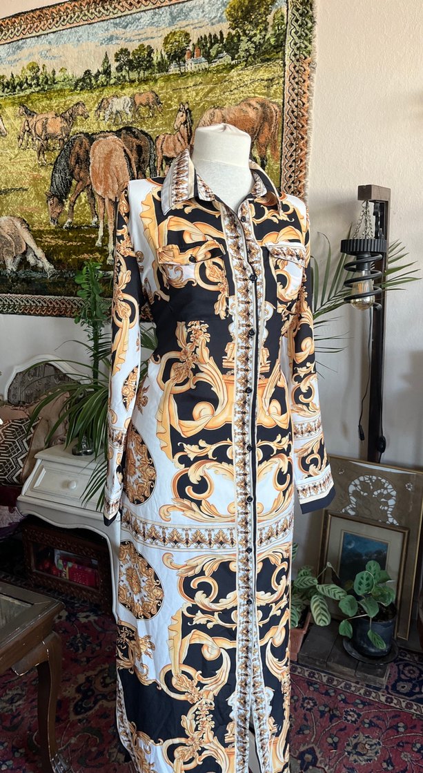 Uzun Desenli Bohem Kadın Elbise - Görsel 4