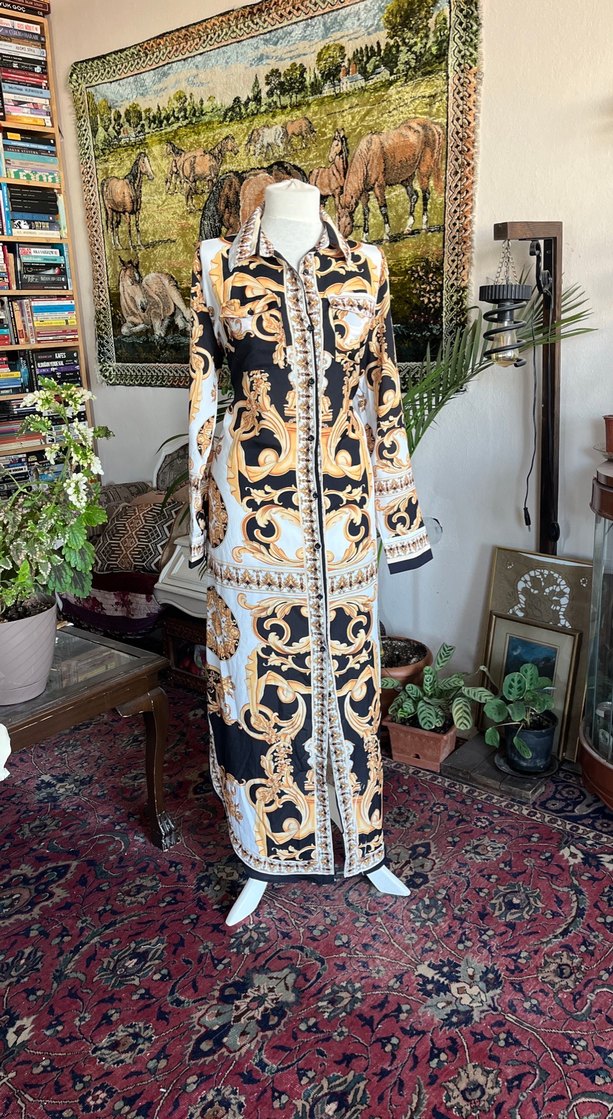 Uzun Desenli Bohem Kadın Elbise - Görsel 3