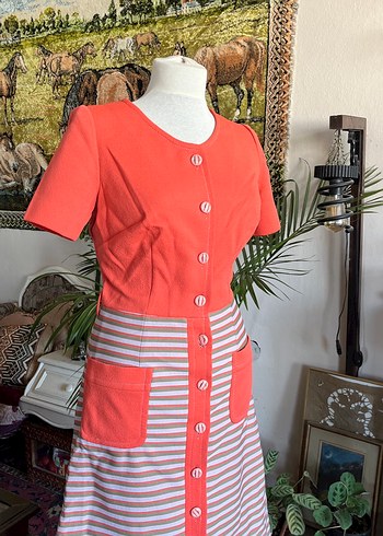 Kısa Kollu Düğmeli Bohem Kadın Elbise - Görsel 3