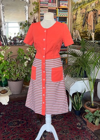 Kısa Kollu Düğmeli Bohem Kadın Elbise - Görsel 5