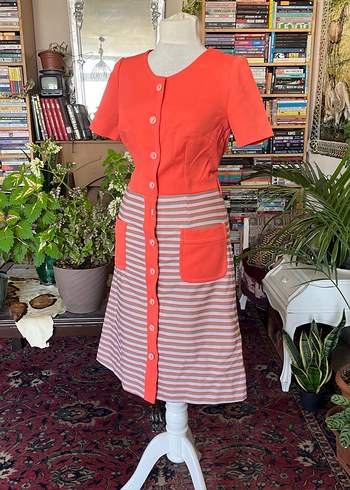 Kısa Kollu Düğmeli Bohem Kadın Elbise - Görsel 6