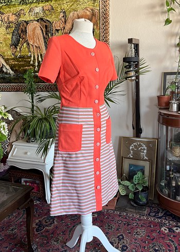 Kısa Kollu Düğmeli Bohem Kadın Elbise - Görsel 4