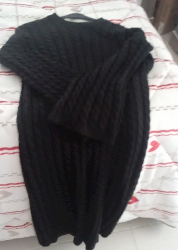 Kadın Siyah Uzun Örgü Boğazlı elbise - Görsel 3