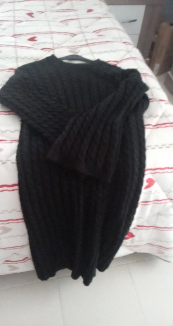 Kadın Siyah Uzun Örgü Boğazlı elbise - Görsel 3