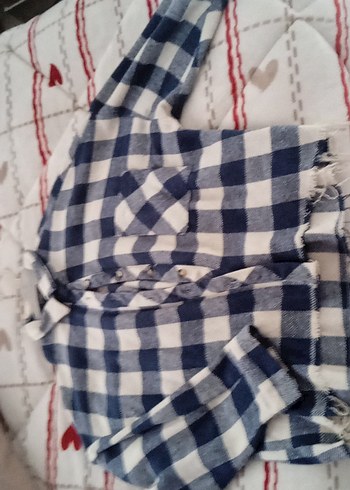 Kadın Mavi Kareli Uzun Kollu oduncu Gömlek - Görsel 2