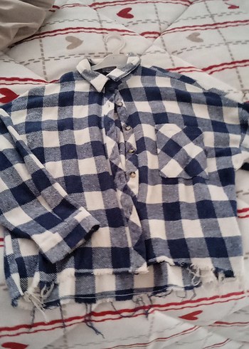 Kadın Mavi Kareli Uzun Kollu oduncu Gömlek - Görsel 3