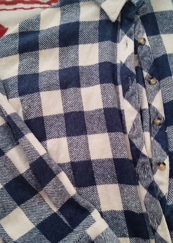 Kadın Mavi Kareli Uzun Kollu oduncu Gömlek - Görsel 4