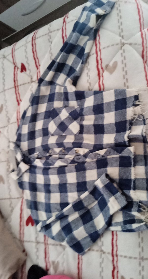 Kadın Mavi Kareli Uzun Kollu oduncu Gömlek - Görsel 2