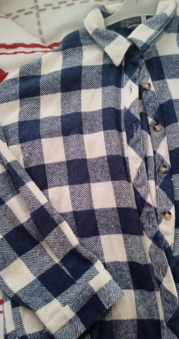 Kadın Mavi Kareli Uzun Kollu oduncu Gömlek - Görsel 4