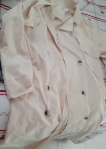 Düğmeli Bej Midi Kadın Trençkot - Görsel 2