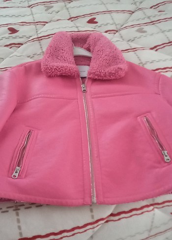 Pembe Kürklü Kadın Ceket - Görsel 2