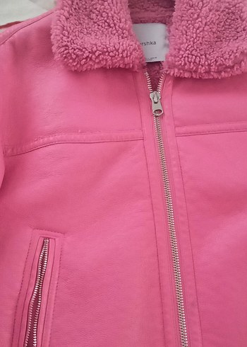 Pembe Kürklü Kadın Ceket - Görsel 3