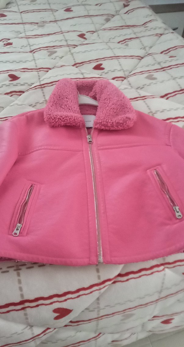 Pembe Kürklü Kadın Ceket - Görsel 2