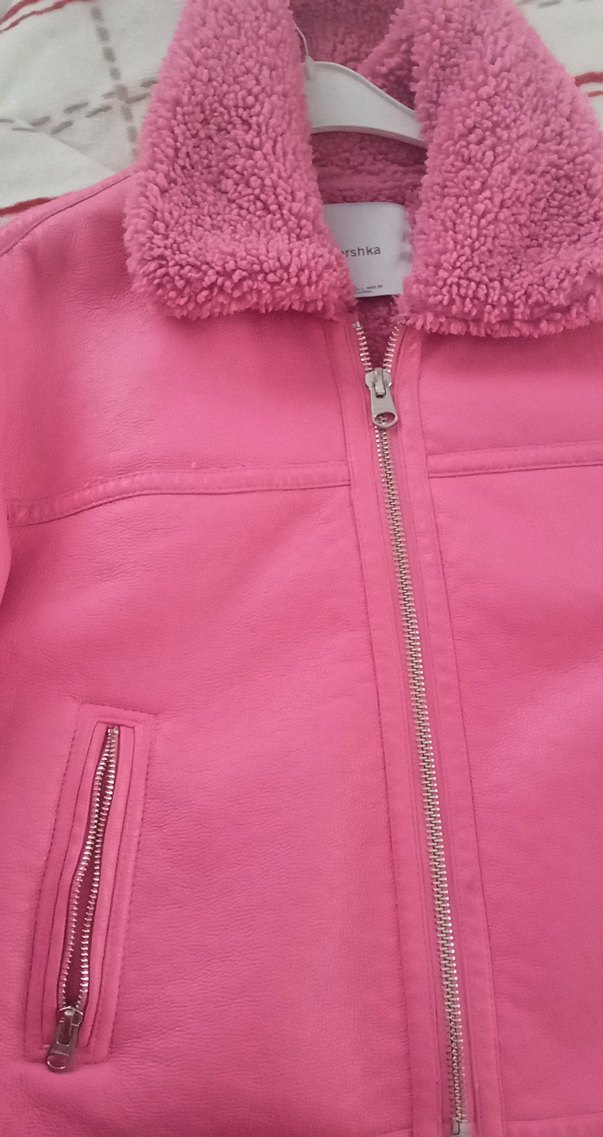 Pembe Kürklü Kadın Ceket - Görsel 3