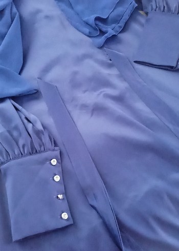 Mor Saten Uzun Kadın Elbise - Görsel 3