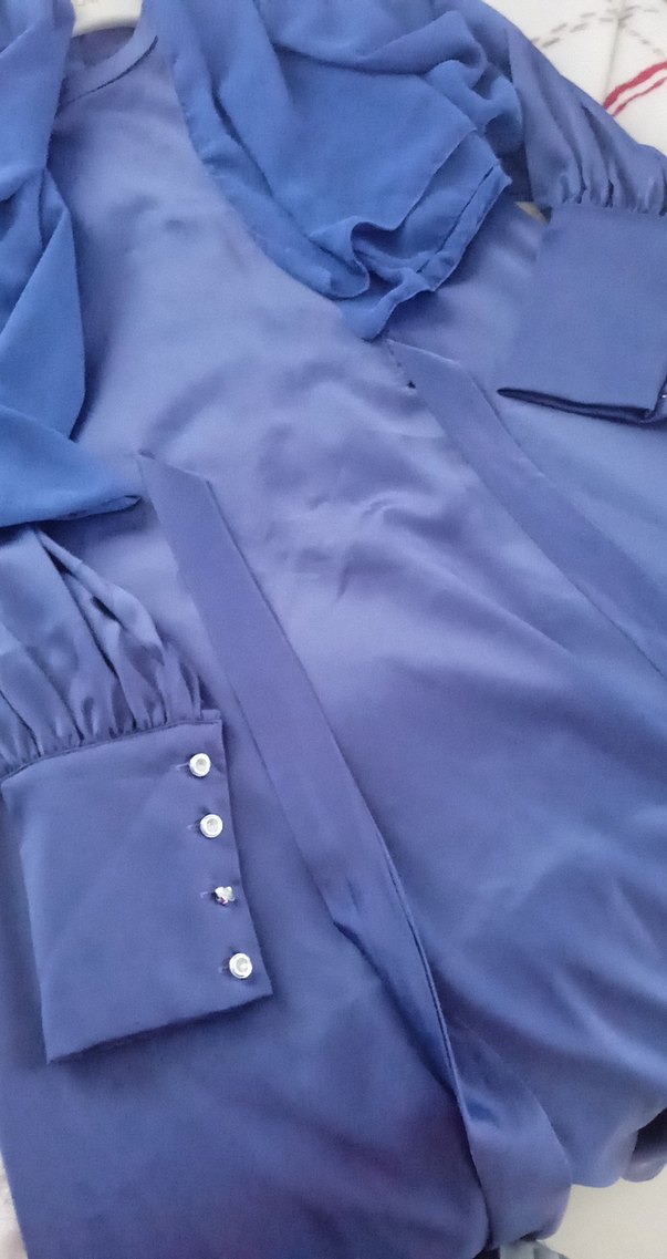 Mor Saten Uzun Kadın Elbise - Görsel 3