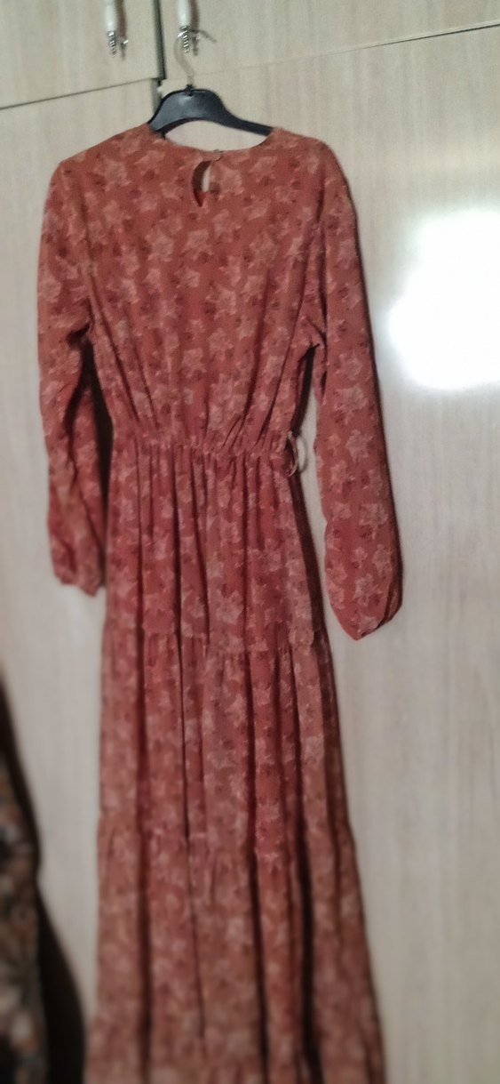 Bordo Uzun Bohem Elbise - Görsel 4