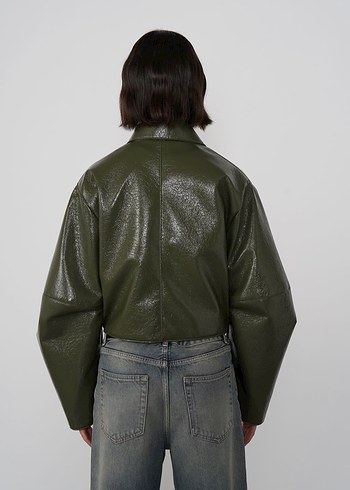 Beyyoglu Kadın Haki Deri Ceket - Görsel 3