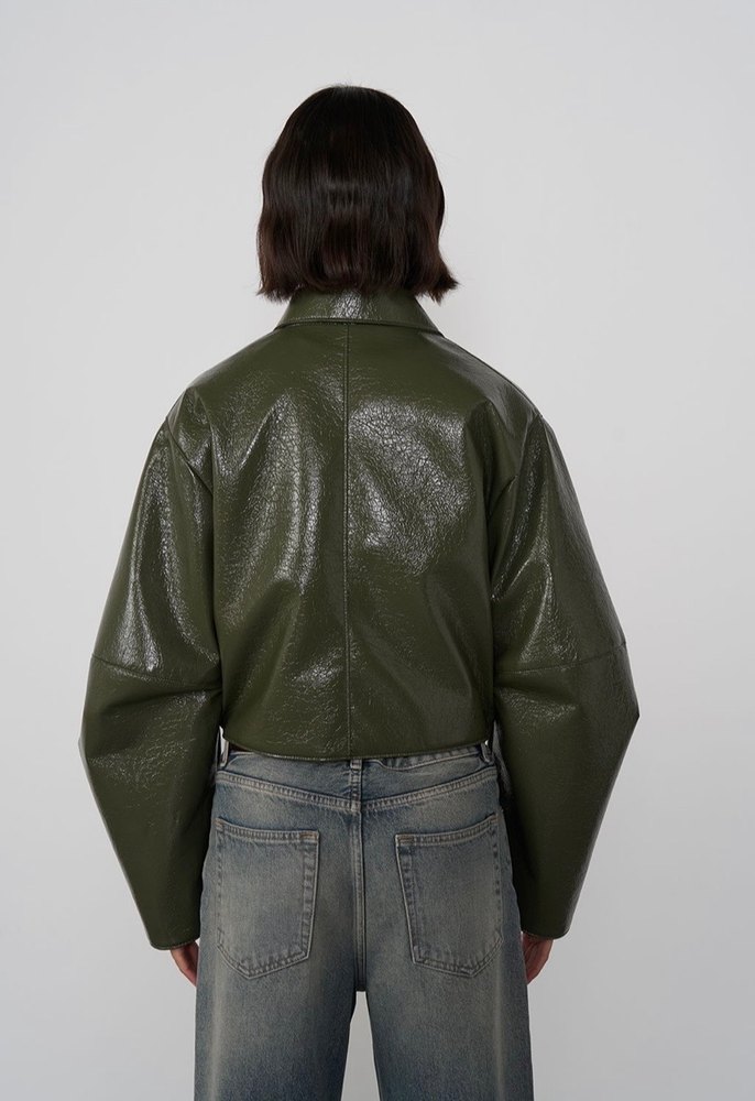 Beyyoglu Kadın Haki Deri Ceket - Görsel 3