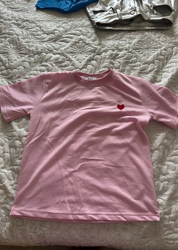 Pembe Kısa Kollu Pamuk Tişört