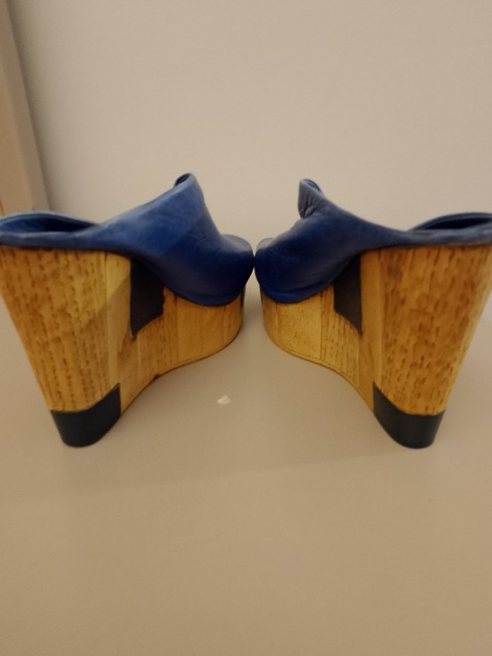 Koyu Mavi Detaylı Kadın Dolgu Topuklu Ayakkabı - Görsel 4