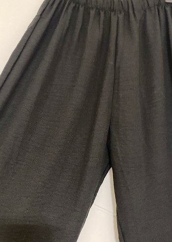 Düğmeli Siyah Uzun Keten Takım - Görsel 6