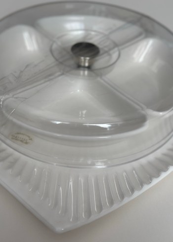 Kahvaltılık Beyaz Bölmeli Servis Tabağı ve Şeffaf Kapak - Görsel 3