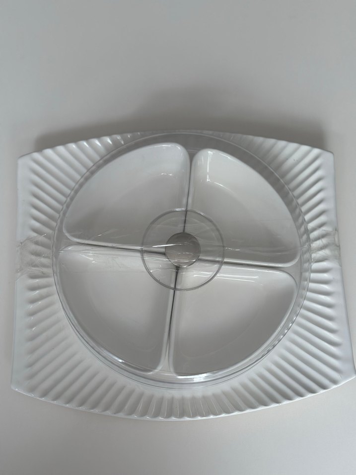 Kahvaltılık Beyaz Bölmeli Servis Tabağı ve Şeffaf Kapak - Görsel 2