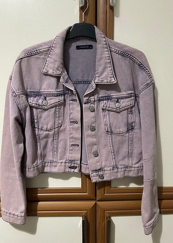 Düğmeli Bej Kadın Denim Ceket