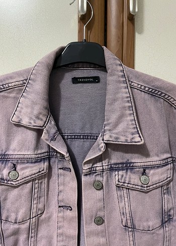 s Beden Düğmeli Bej Kadın Denim Ceket