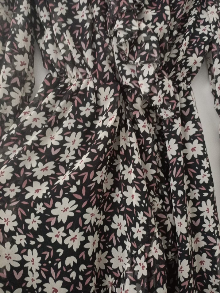 Çiçekli içi astarlı şifon elbise - Görsel 5