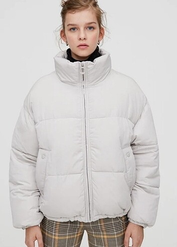 Pull&bear açık gri Şişme mont 