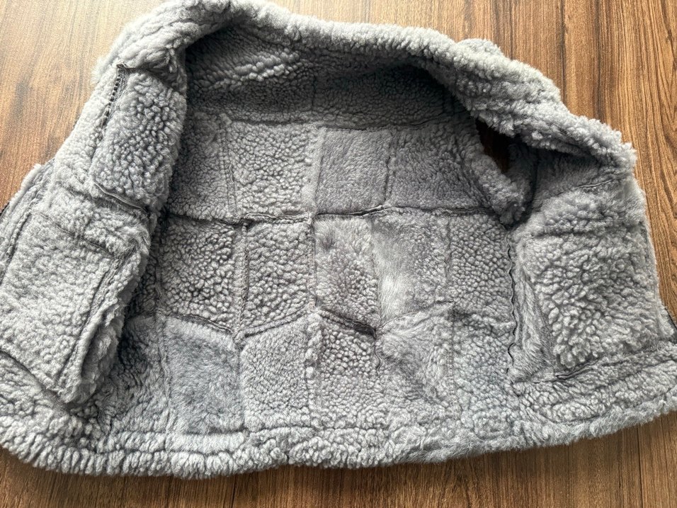 Gri Kürklü Deri Erkek Çocuk Biker yelek - Görsel 2