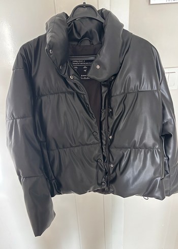 Kadın Siyah Deri Düğmeli Ceket - Görsel 2