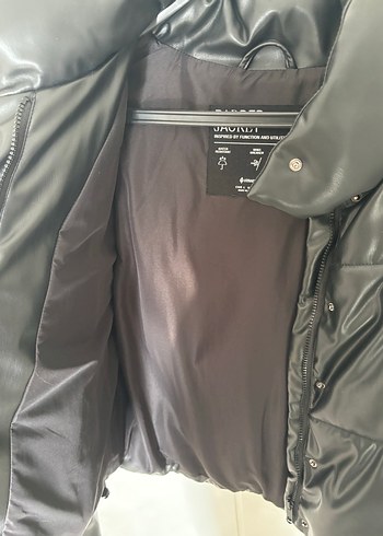 Kadın Siyah Deri Düğmeli Ceket - Görsel 3