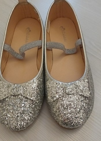 Kız Çocuk Gri Simli Babet Ayakkabı - Görsel 2